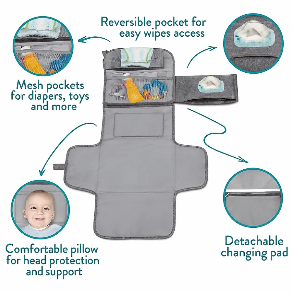 Solid Color Baby Changing Pad Oxford cloth 3 in 1 Foldable Diaper Bag Multifunctional Waterproof Newborn Travel Changing Station