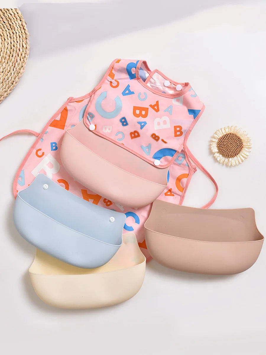 Baby food bib Baby waterproof bib three-dimensional detachable food food Silicone pocket Child child saliva pocket