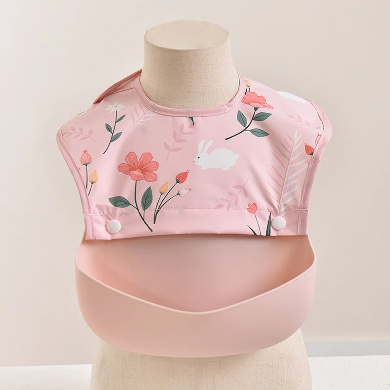 Baby food bib Baby waterproof bib three-dimensional detachable food food Silicone pocket Child child saliva pocket