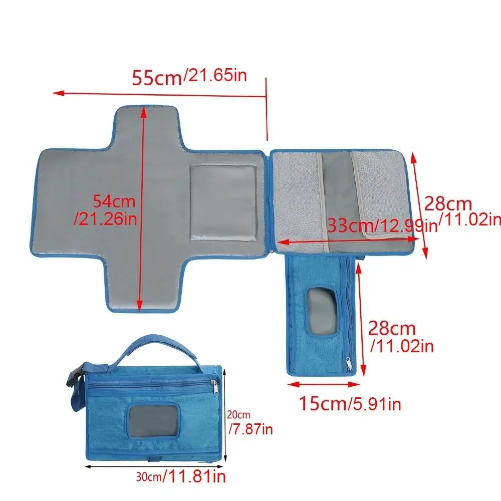Solid Color Baby Changing Pad Oxford cloth 3 in 1 Foldable Diaper Bag Multifunctional Waterproof Newborn Travel Changing Station