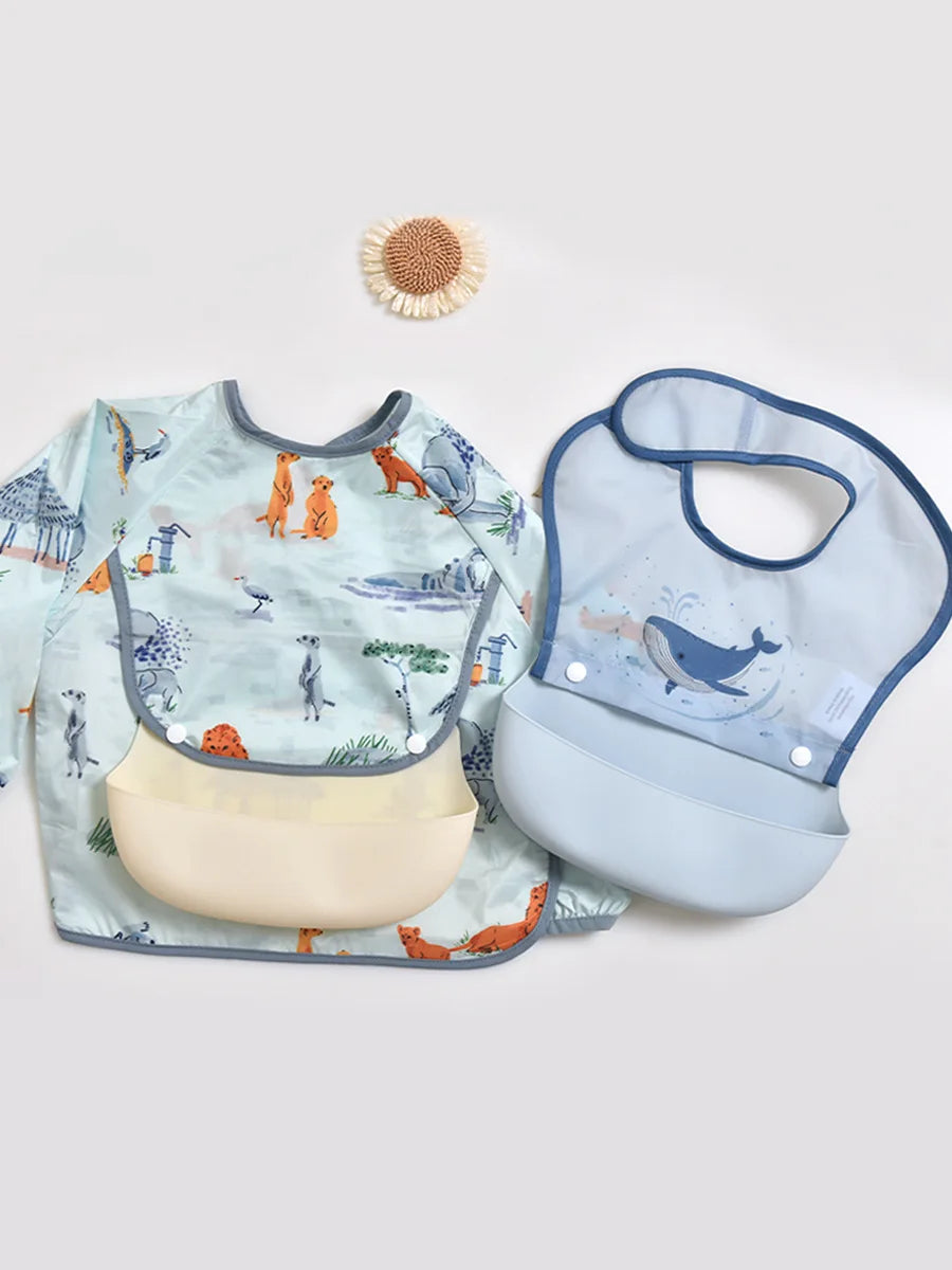Baby food bib Baby waterproof bib three-dimensional detachable food food Silicone pocket Child child saliva pocket