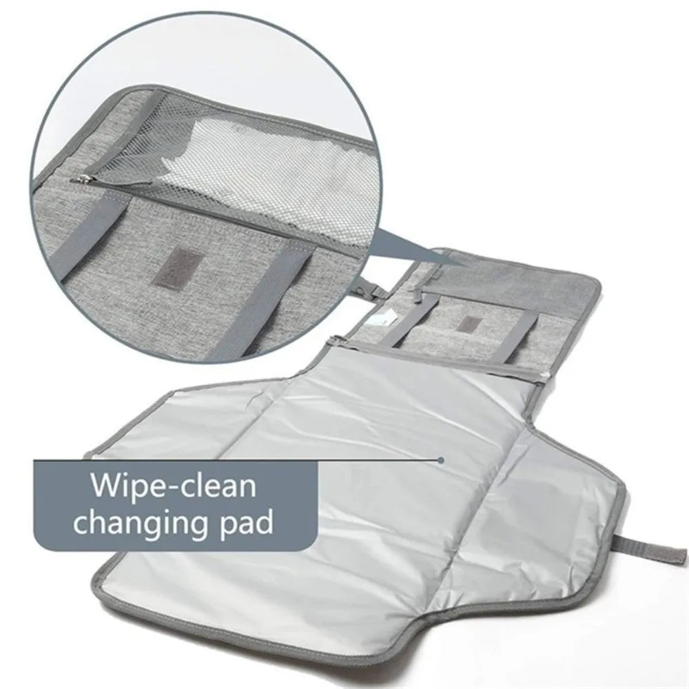 Solid Color Baby Changing Pad Oxford cloth 3 in 1 Foldable Diaper Bag Multifunctional Waterproof Newborn Travel Changing Station