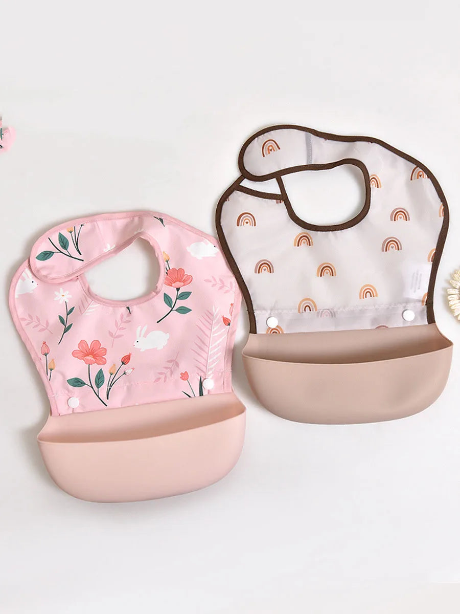 Baby food bib Baby waterproof bib three-dimensional detachable food food Silicone pocket Child child saliva pocket