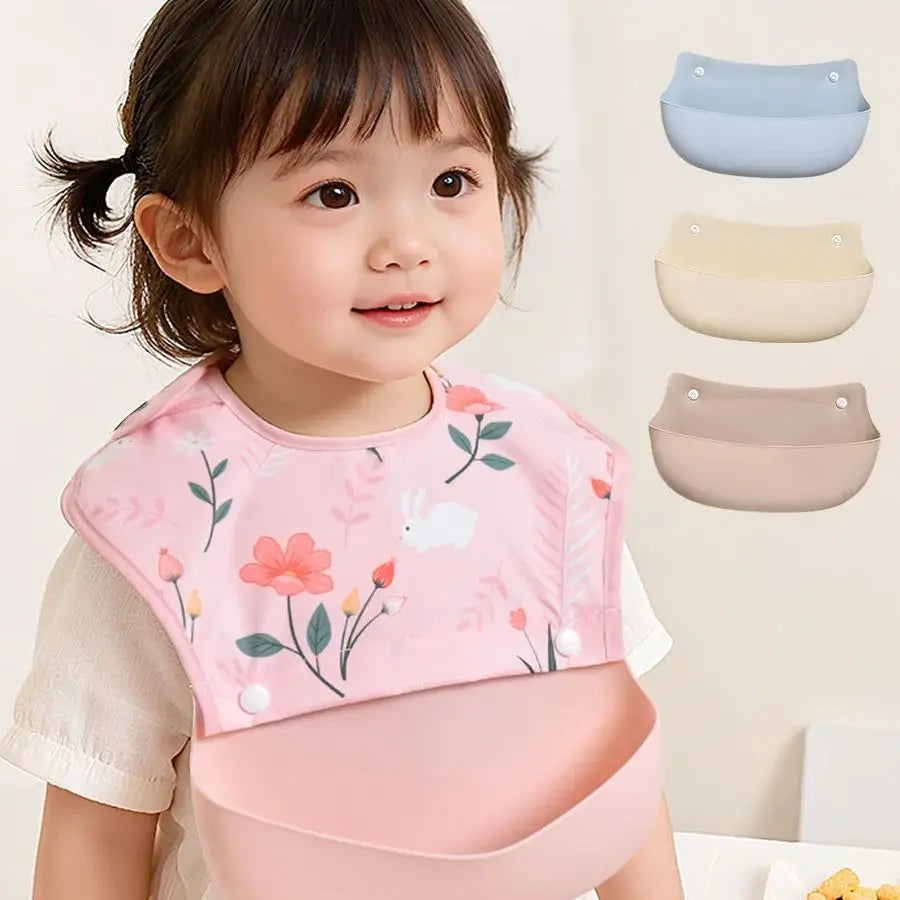 Baby food bib Baby waterproof bib three-dimensional detachable food food Silicone pocket Child child saliva pocket
