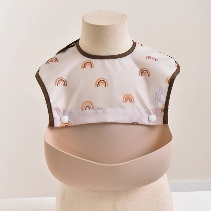 Baby food bib Baby waterproof bib three-dimensional detachable food food Silicone pocket Child child saliva pocket